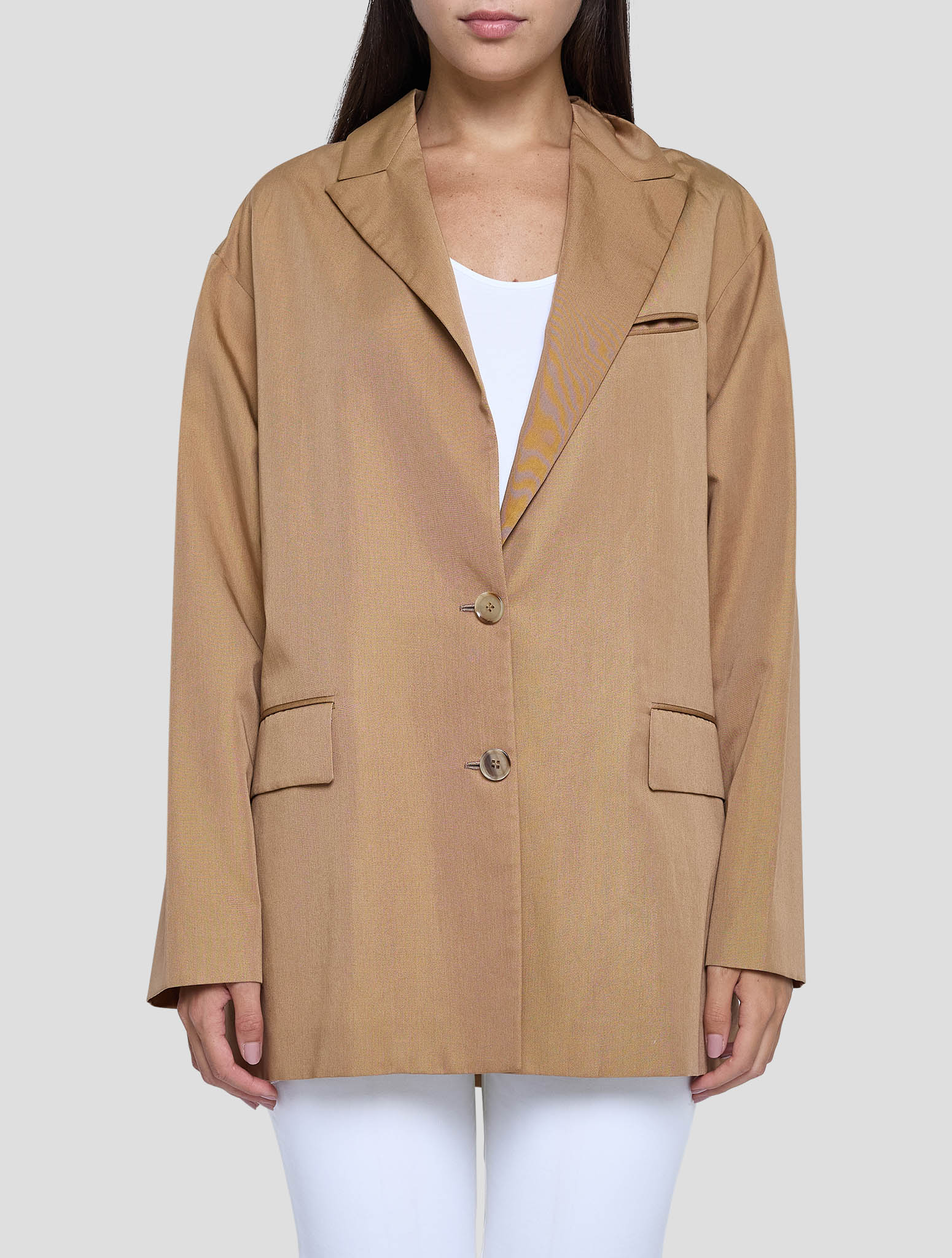 Kiton Brown Lyocell Viscose Silk Blazer Women