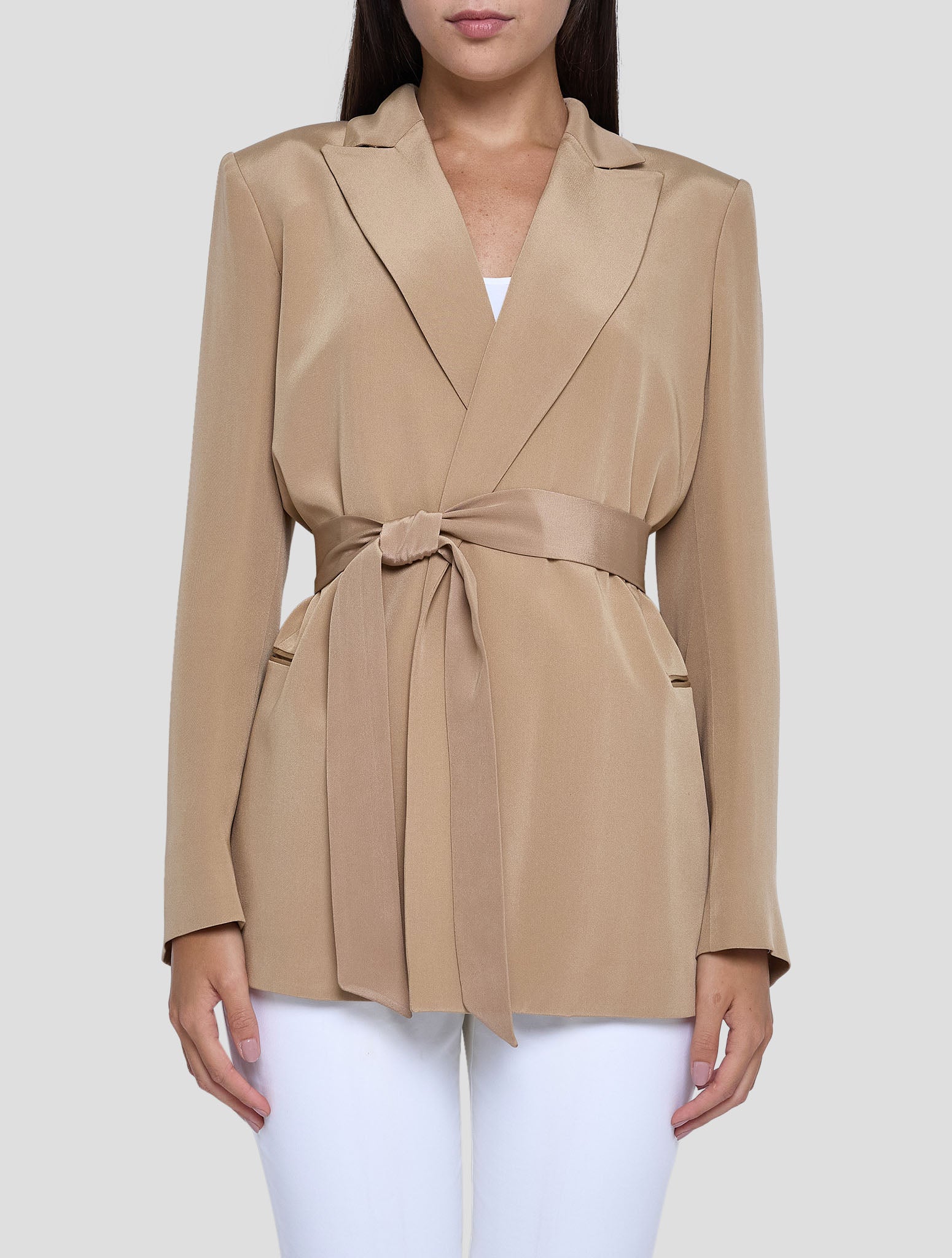 Kiton Brown Silk Blazer Women