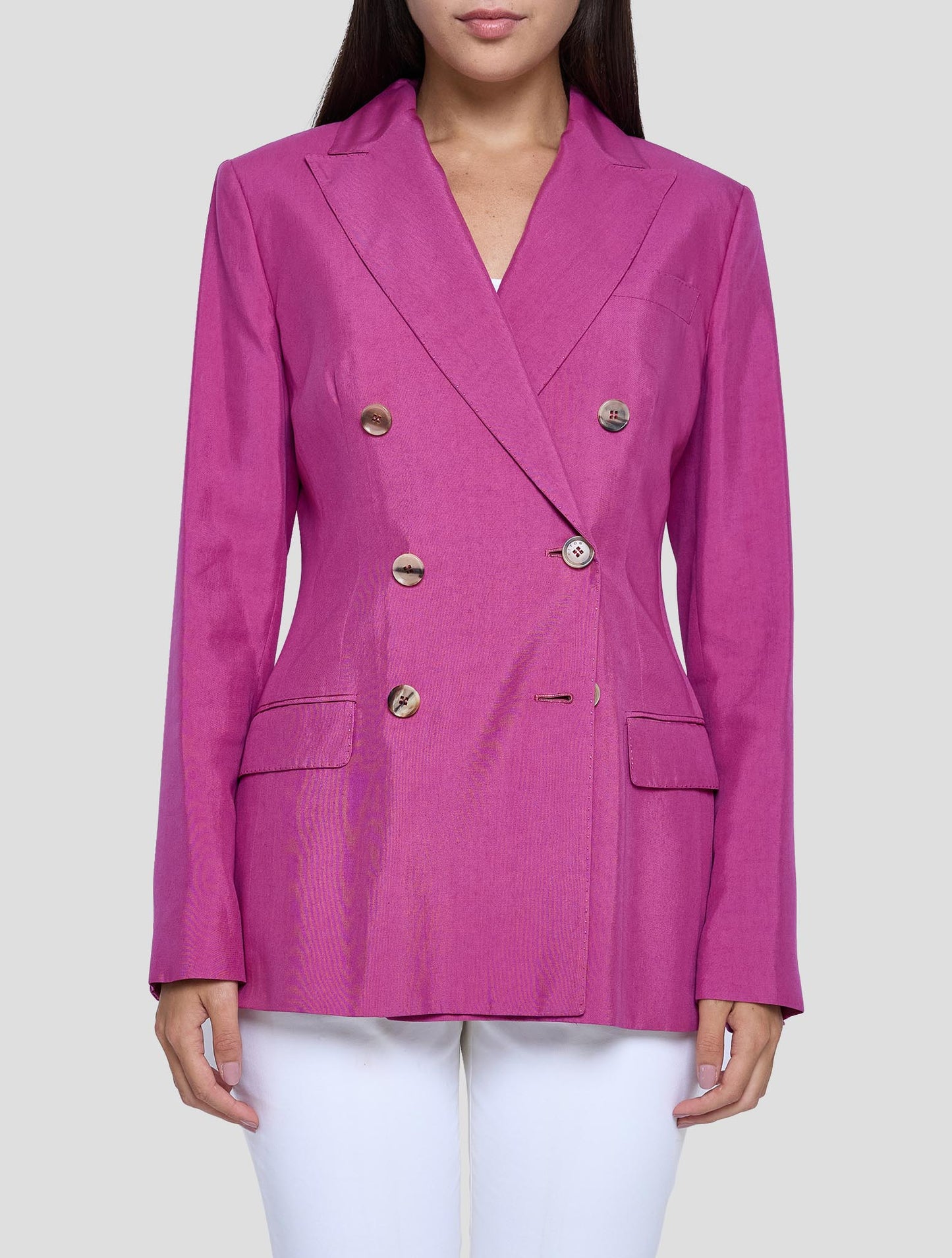 Kiton Fuchsia Lyocell Viscose Silk Blazer Women