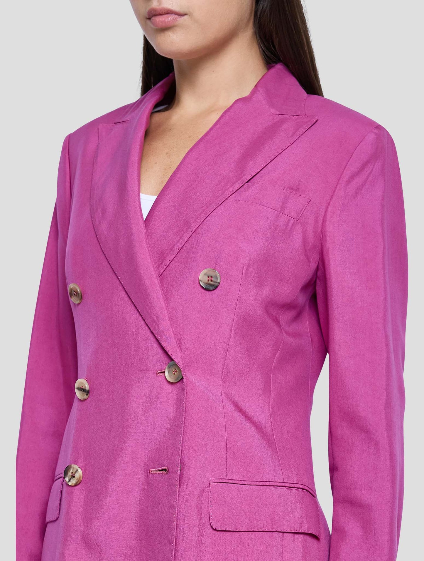 Kiton Fuchsia Lyocell Viscose Silk Blazer Women