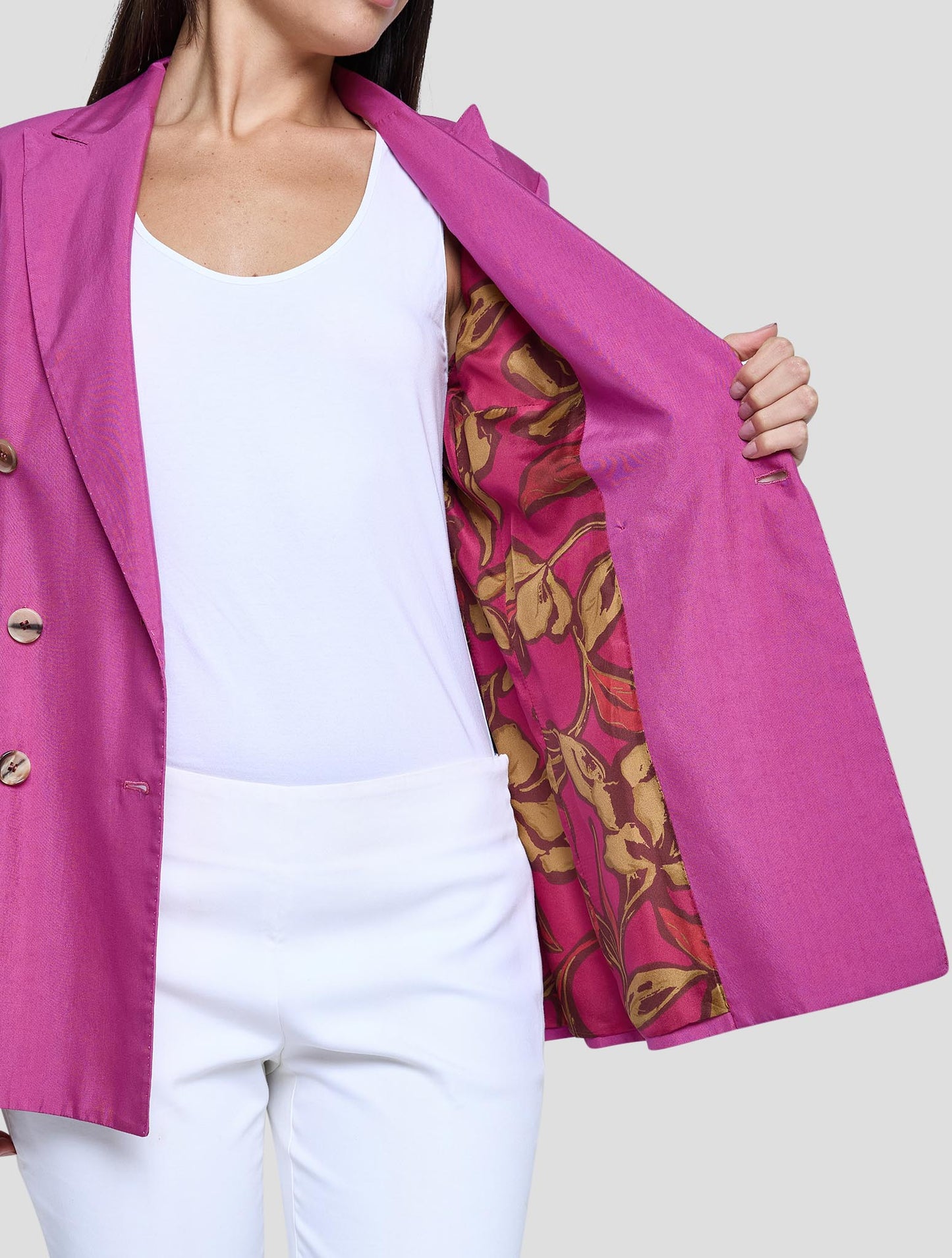 Kiton Fuchsia Lyocell Viscose Silk Blazer Women