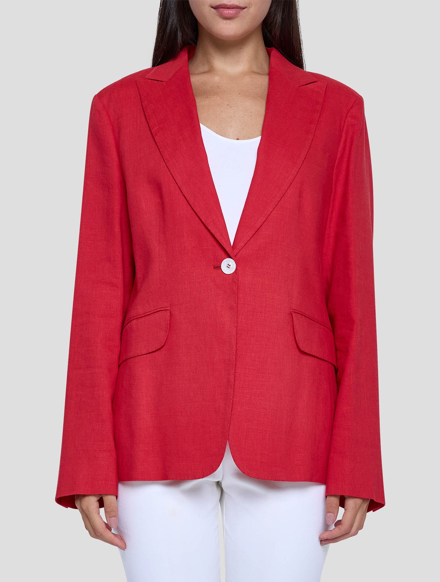 Kiton Red Linen Viscose Ea Blazer Women