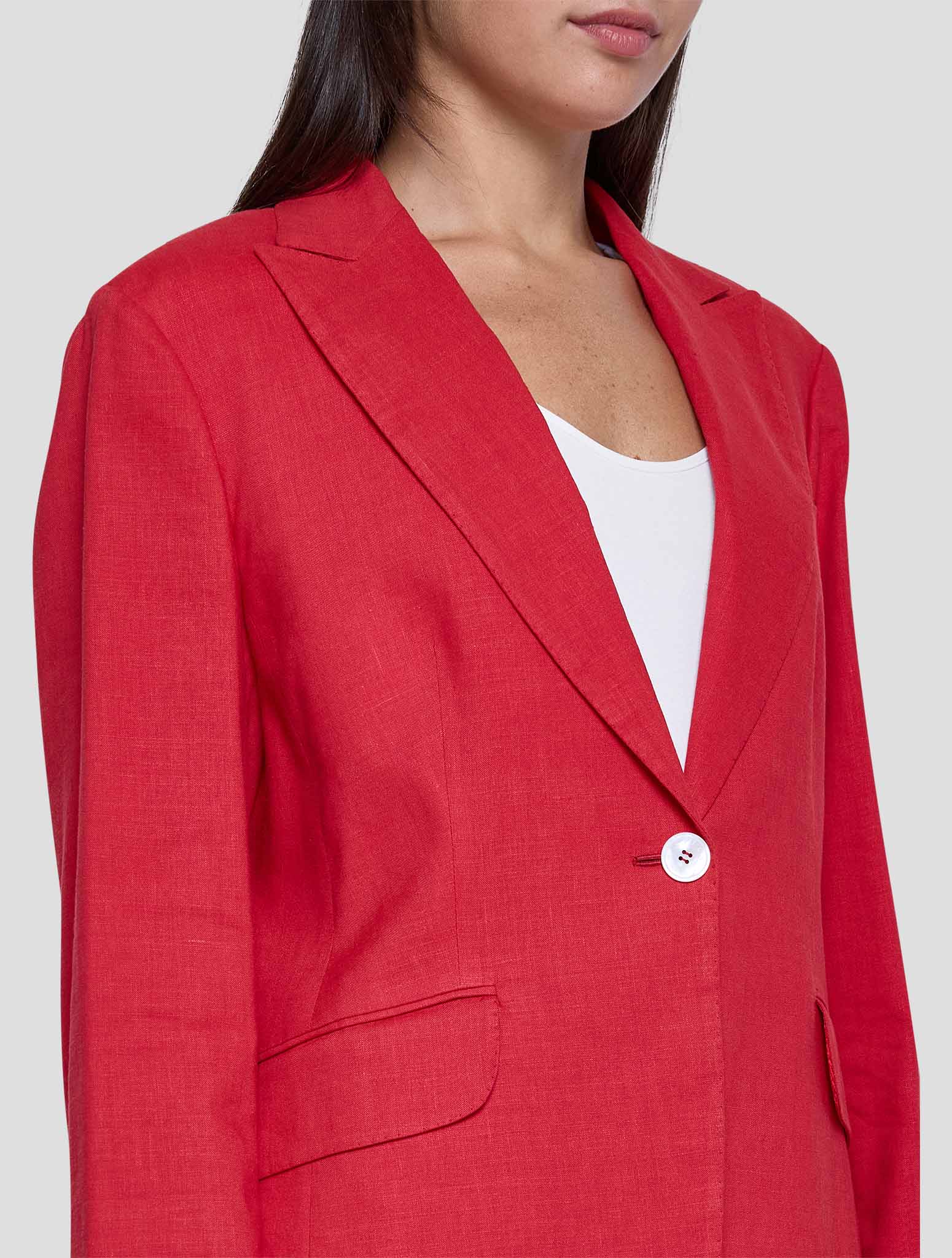 Kiton Red Linen Viscose Ea Blazer Women