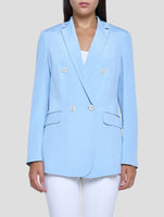 Kiton Light Blue Silk Ea Blazer Women