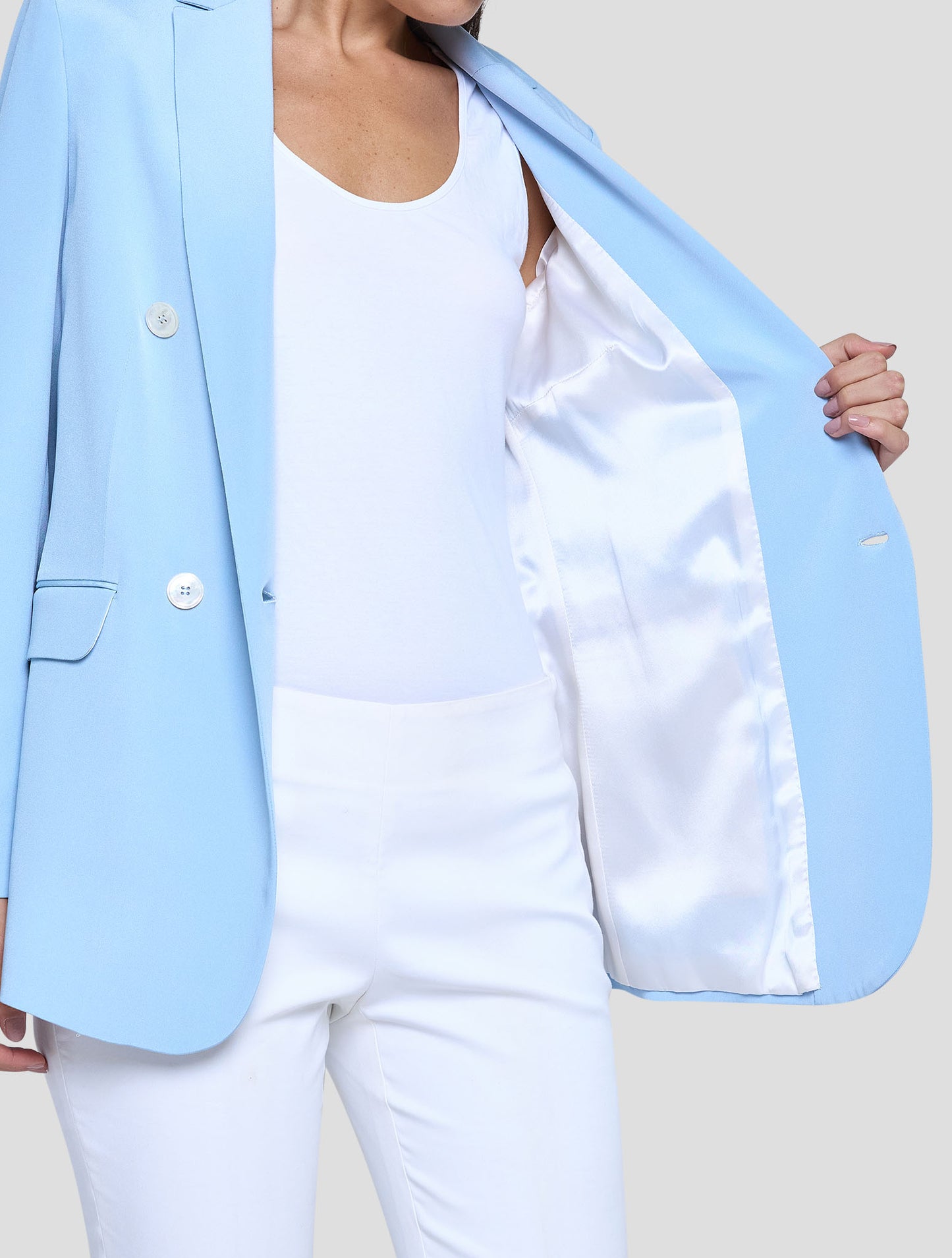 Kiton Light Blue Silk Ea Blazer Women