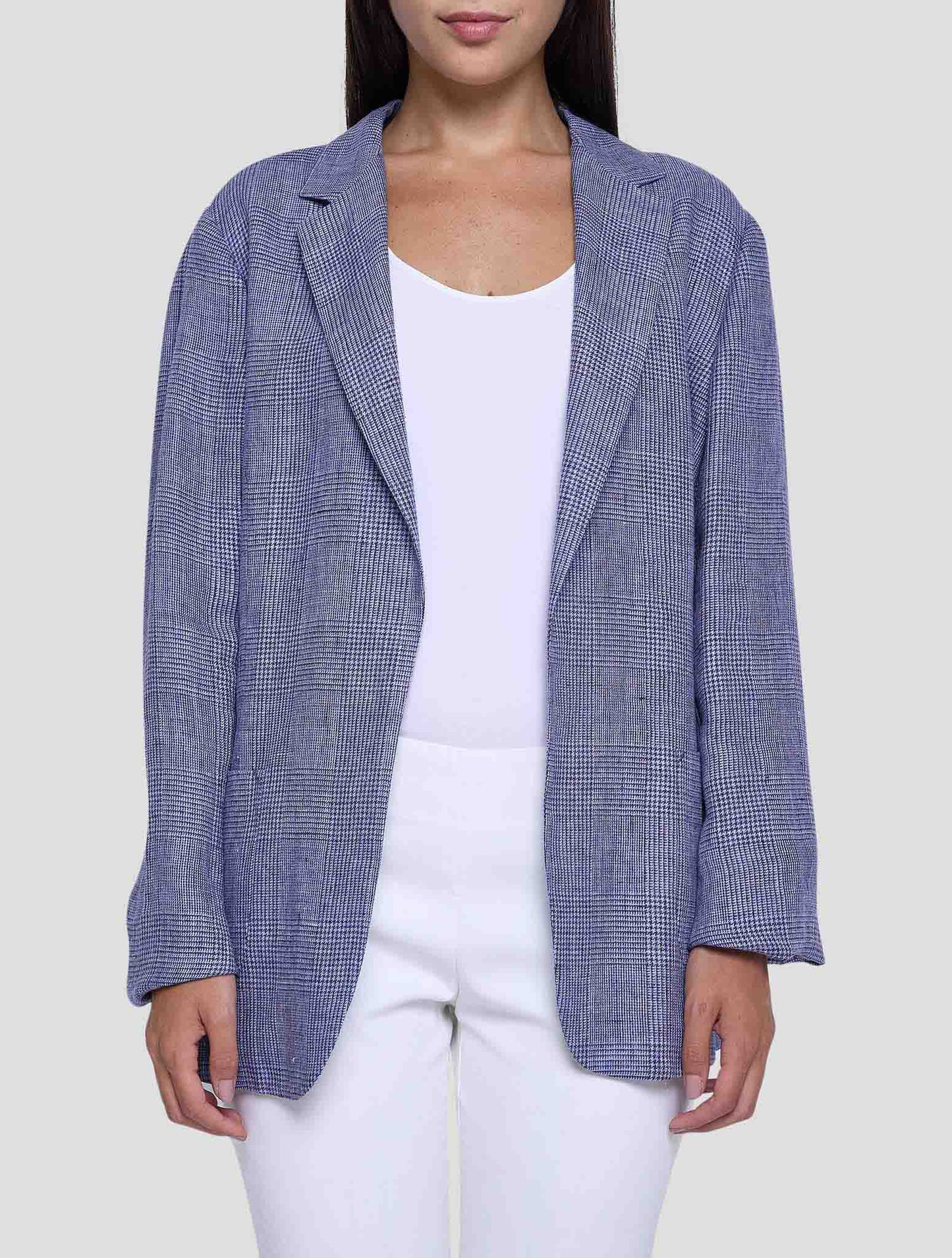Kiton Blue Linen Blazer Women
