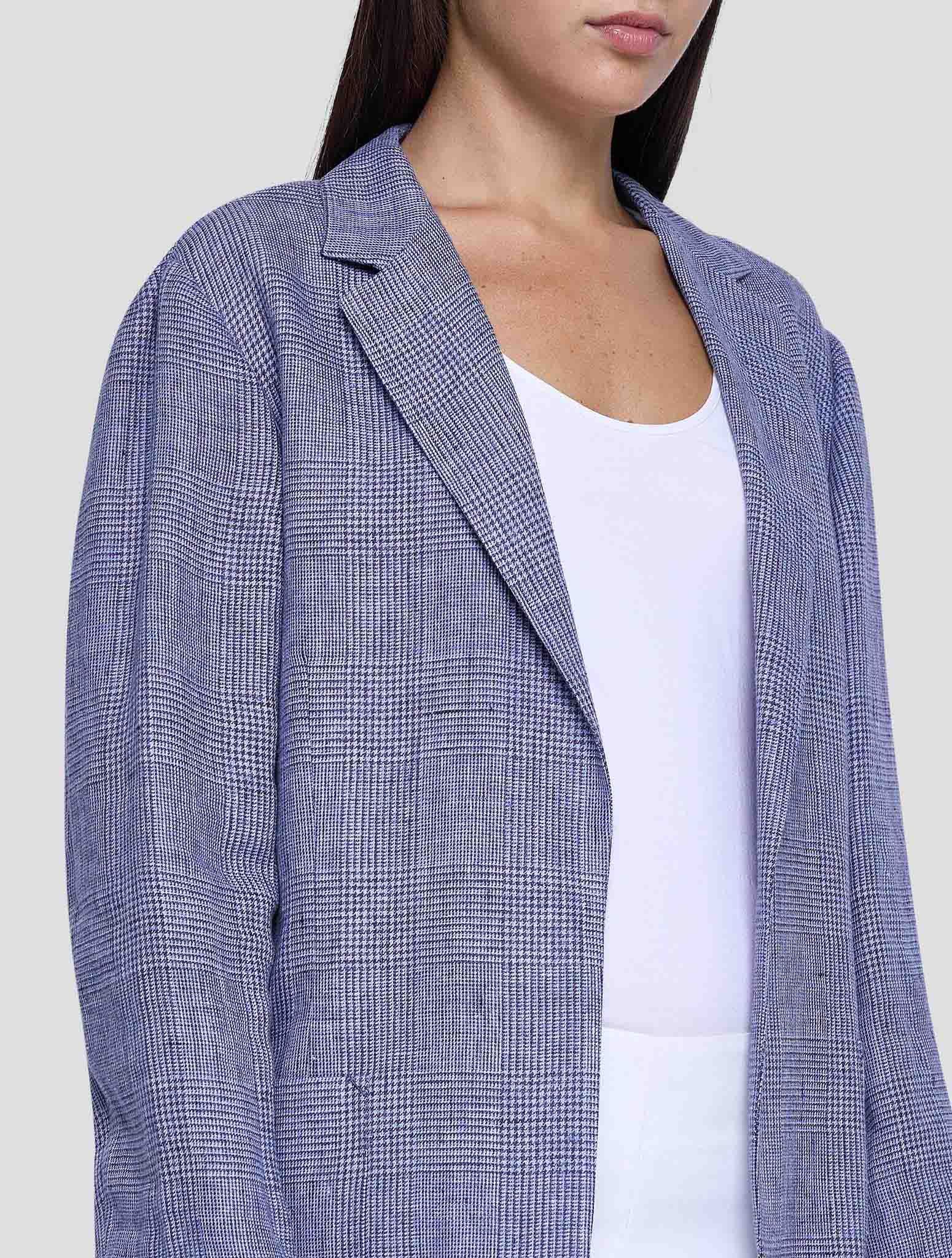 Kiton Blue Linen Blazer Women