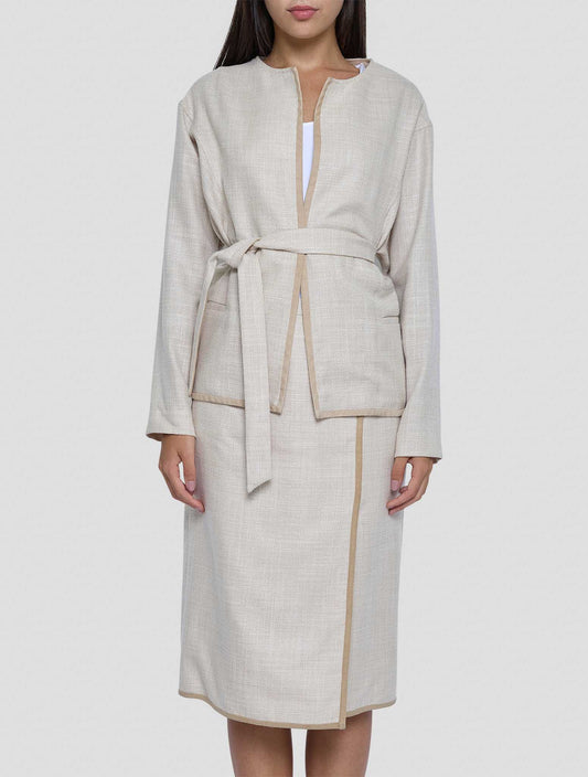 Kiton Beige Cashmere Virgin Wool Silk Linen Suit Blazer