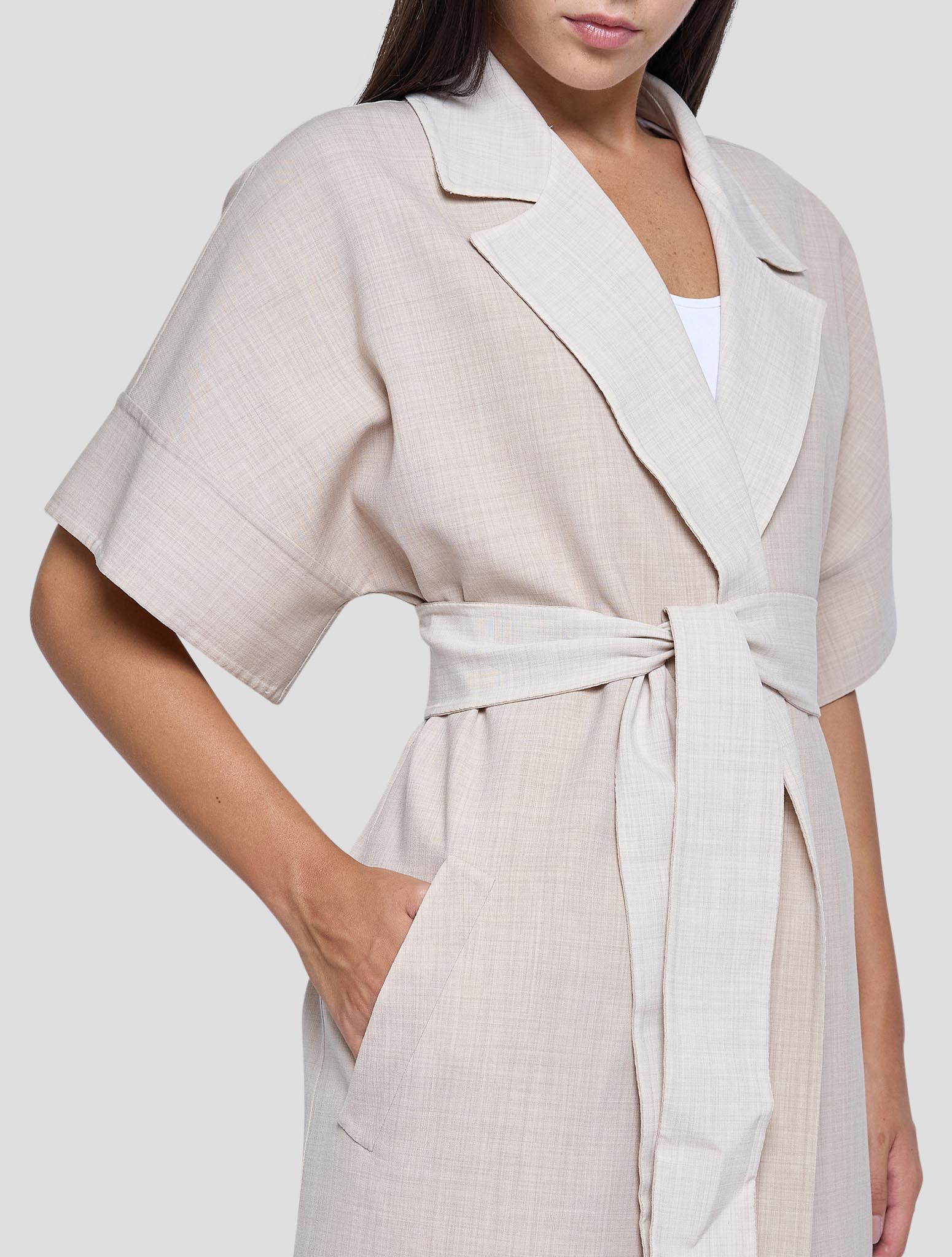 Kiton Beige Virgin Wool Ea Overcoat Blazer