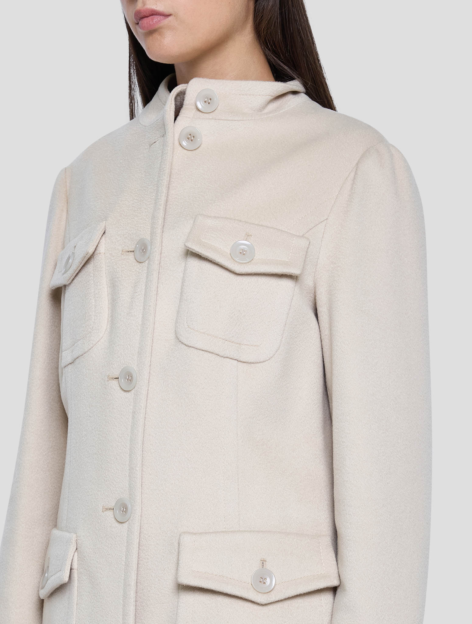 Kiton White Cashmere Overcoat Women