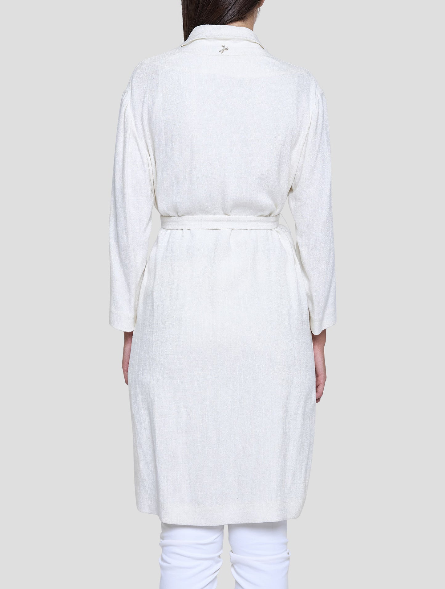 Kiton White Viscose Linen Pa Overcoat Women