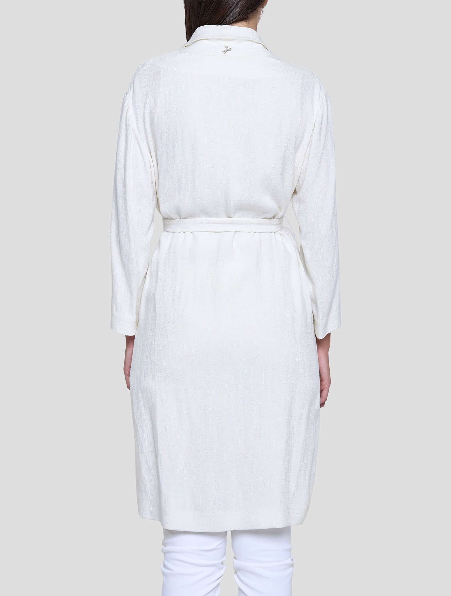 Kiton White Viscose Linen Pa Overcoat Women