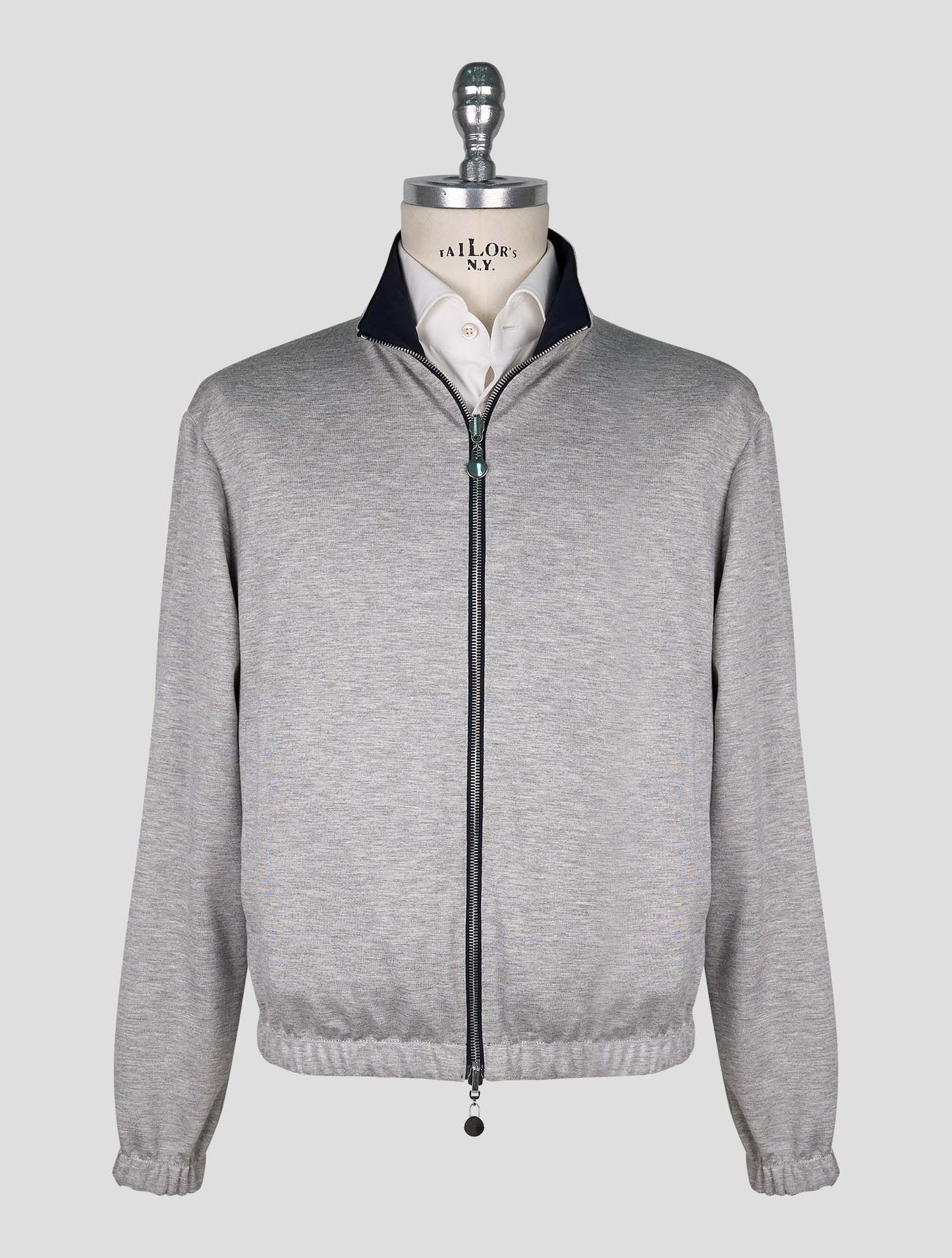 Kiton Blue Gray Pl Viscose Ea Reverse Coat
