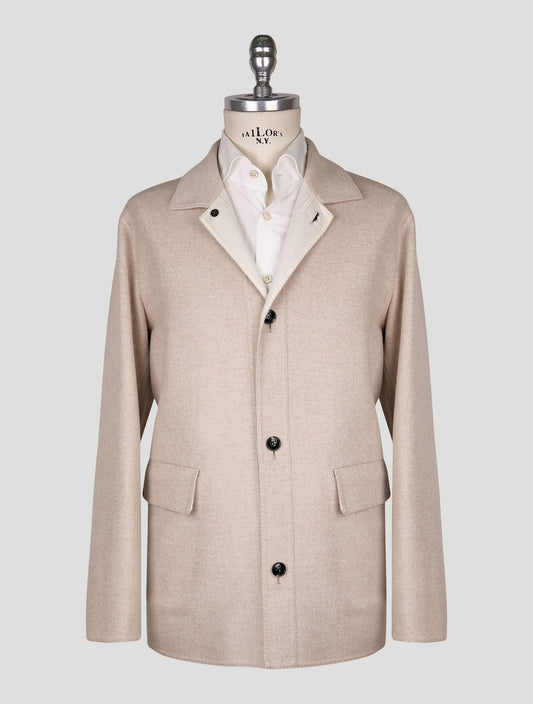 Kiton Beige Wool Cashmere Coat