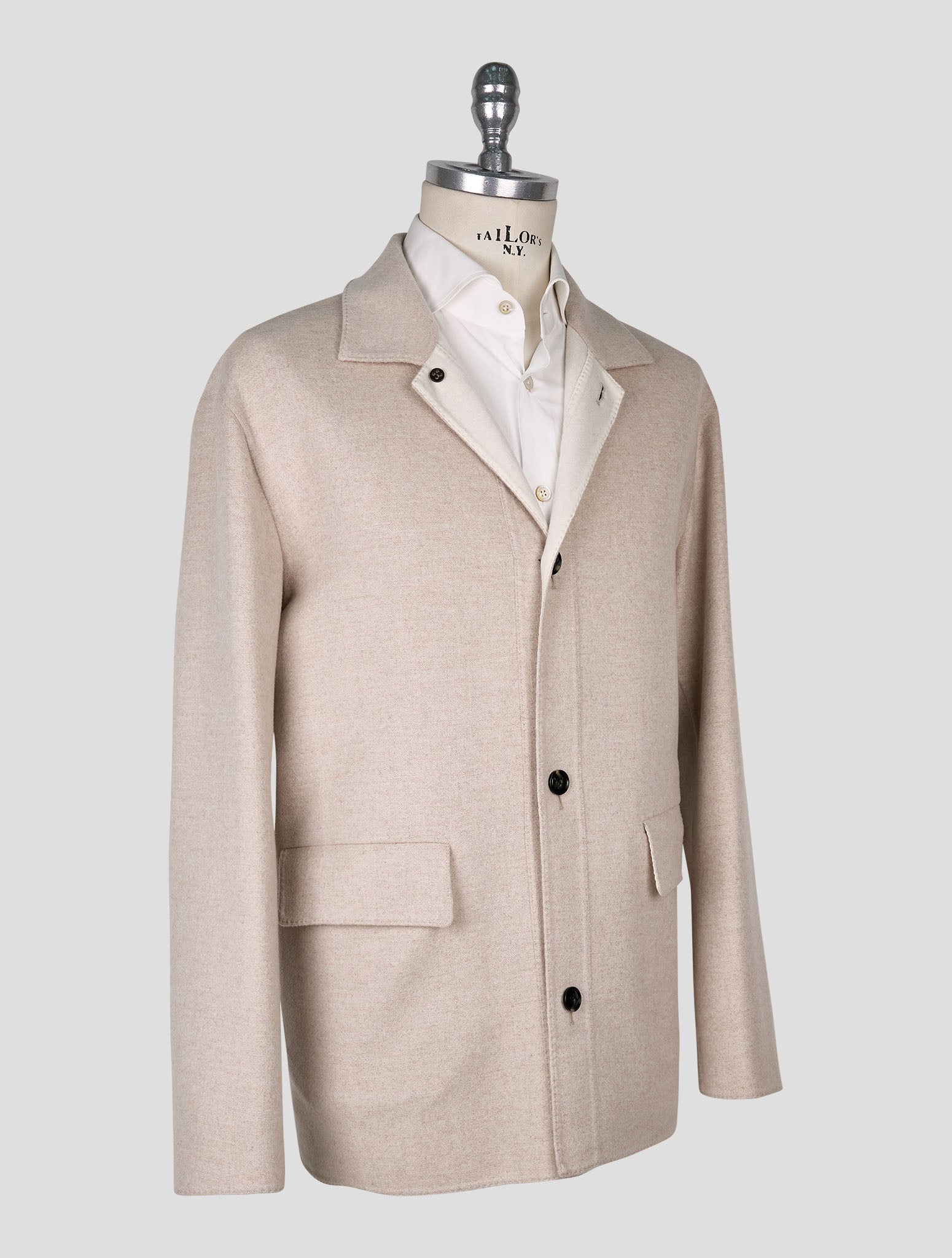 Kiton Beige Wool Cashmere Coat