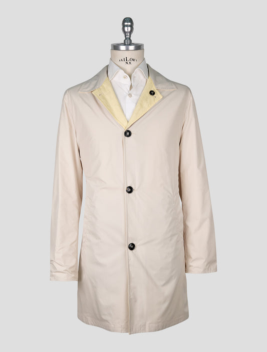 Kiton Beige Yellow Linen Pl Reverse Overcoat