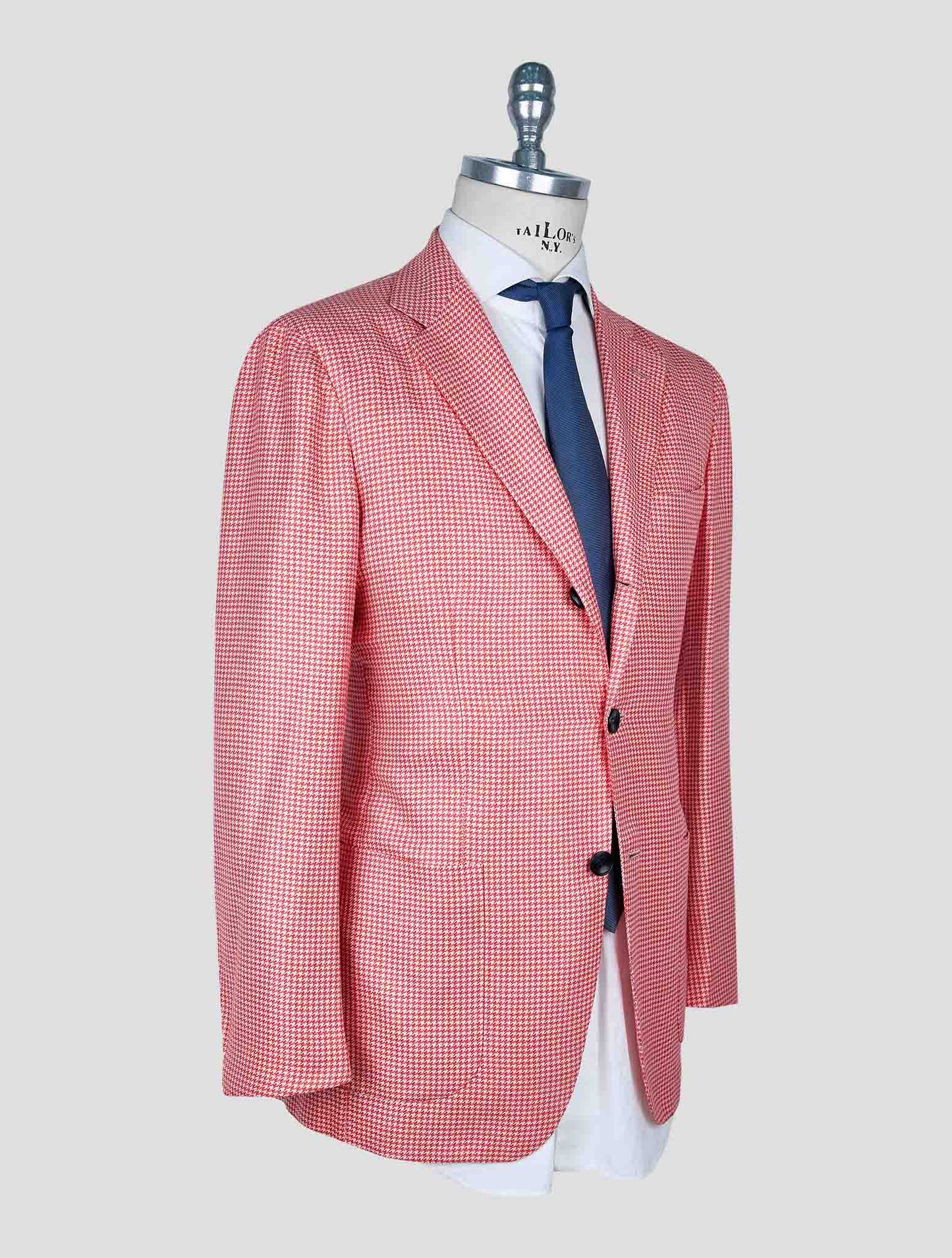 Kiton Red White Cashmere Silk Linen Blazer