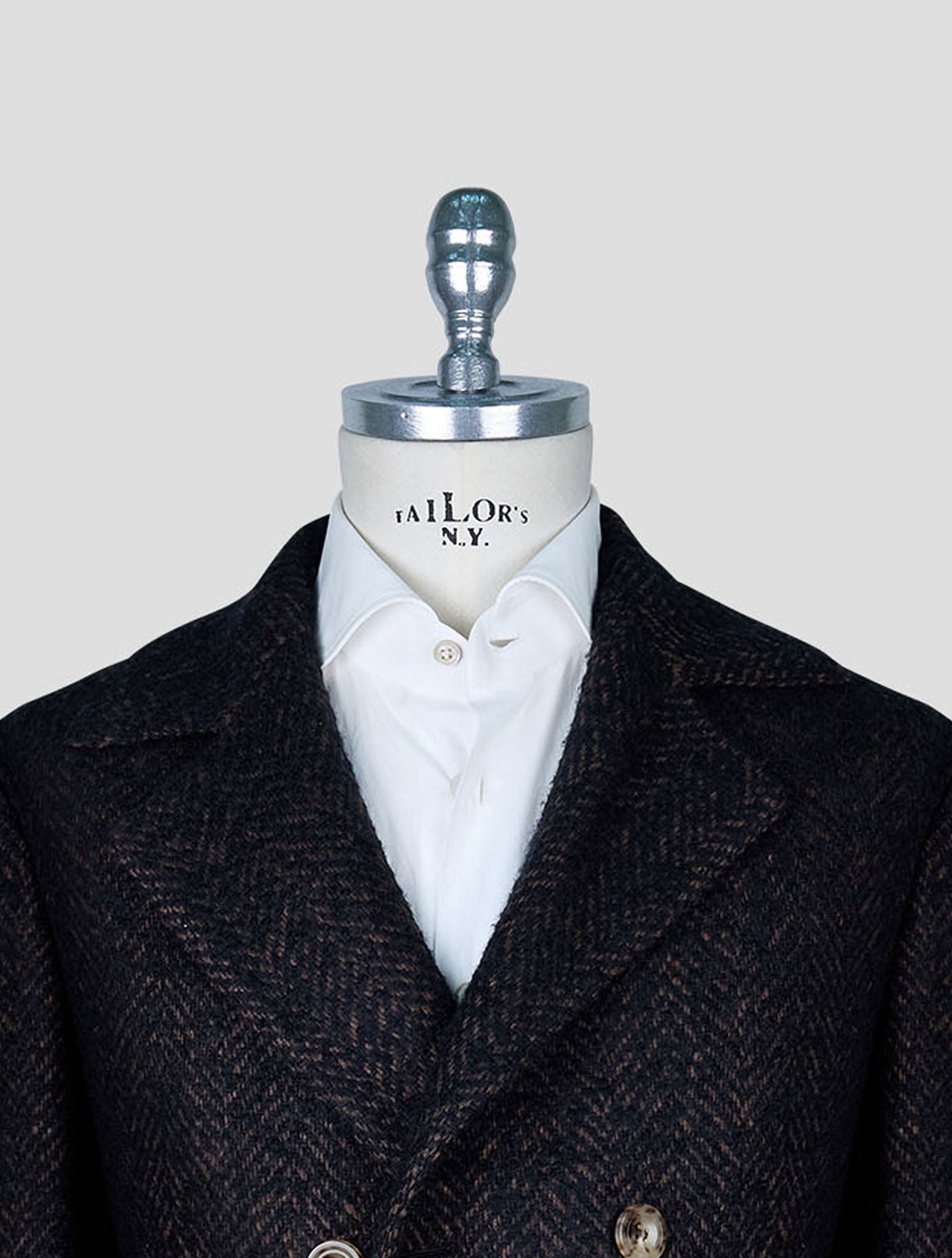 Kiton Brown Black Virgin Wool Cashmere Silk Overcoat