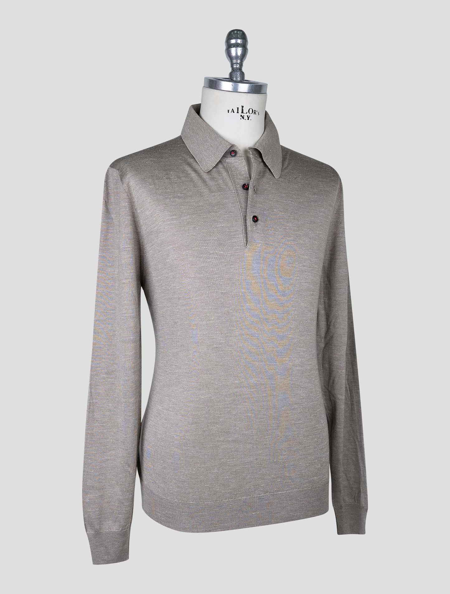 Kiton Beige Silk Cashmere Linen Sweater Polo