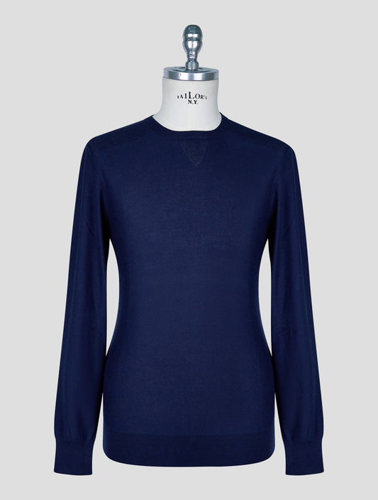 Kiton Light Blue White Cotton Sweater Polo