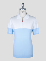 Kiton Light Blue White Cotton Polo
