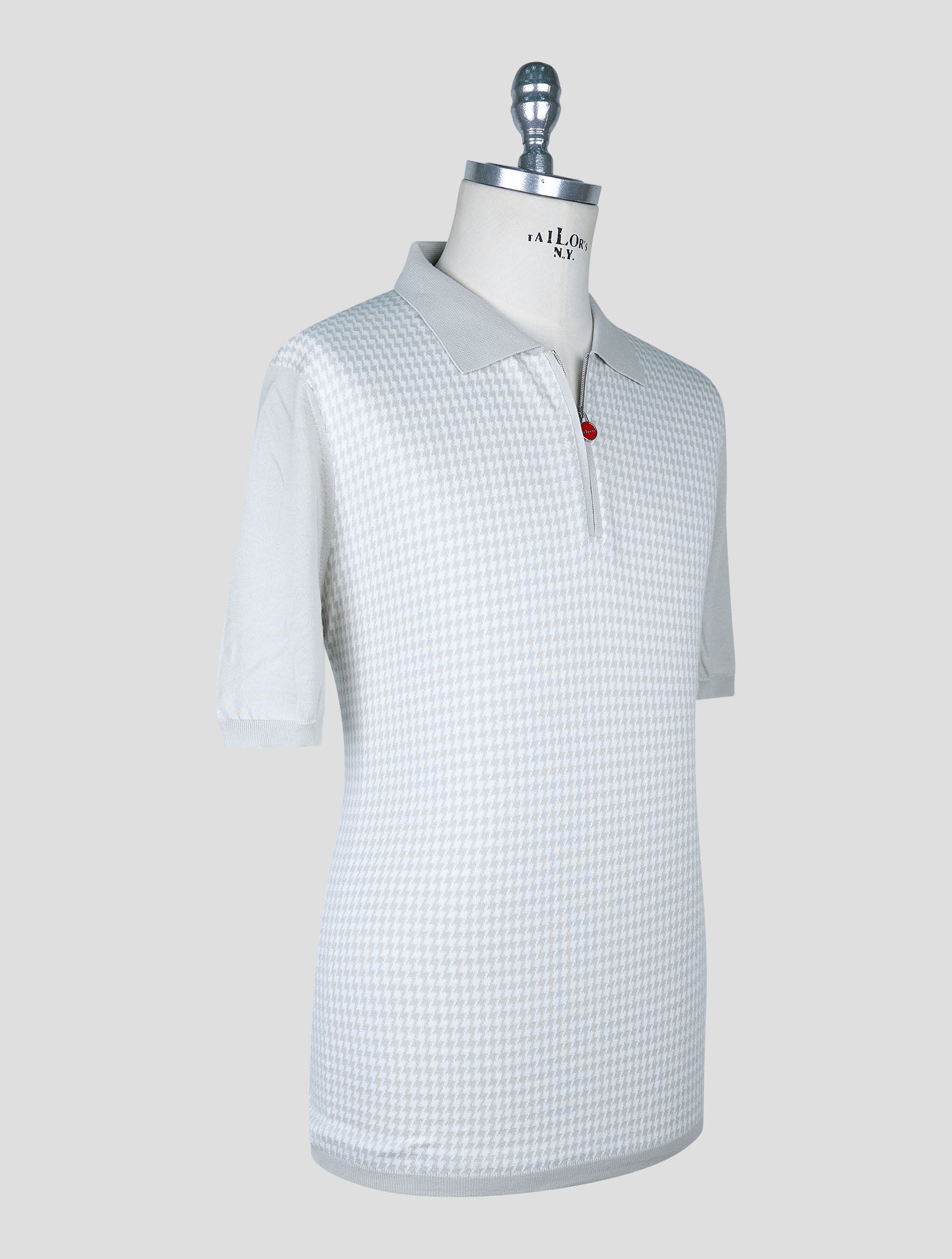 Kiton Gray White Cotton Polo