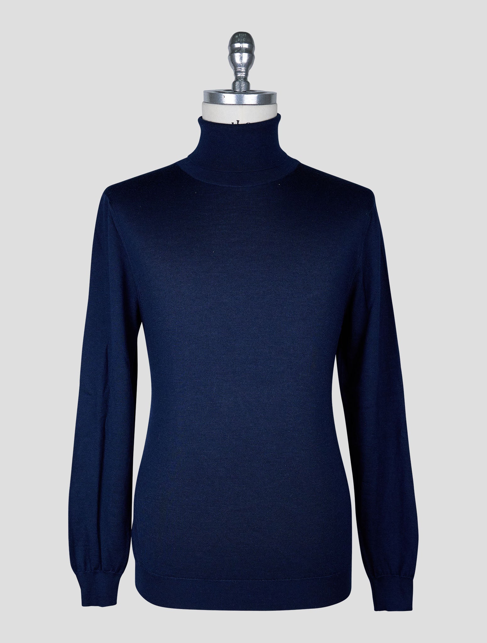 Kiton Blue Cashmere Silk Sweater Turtleneck