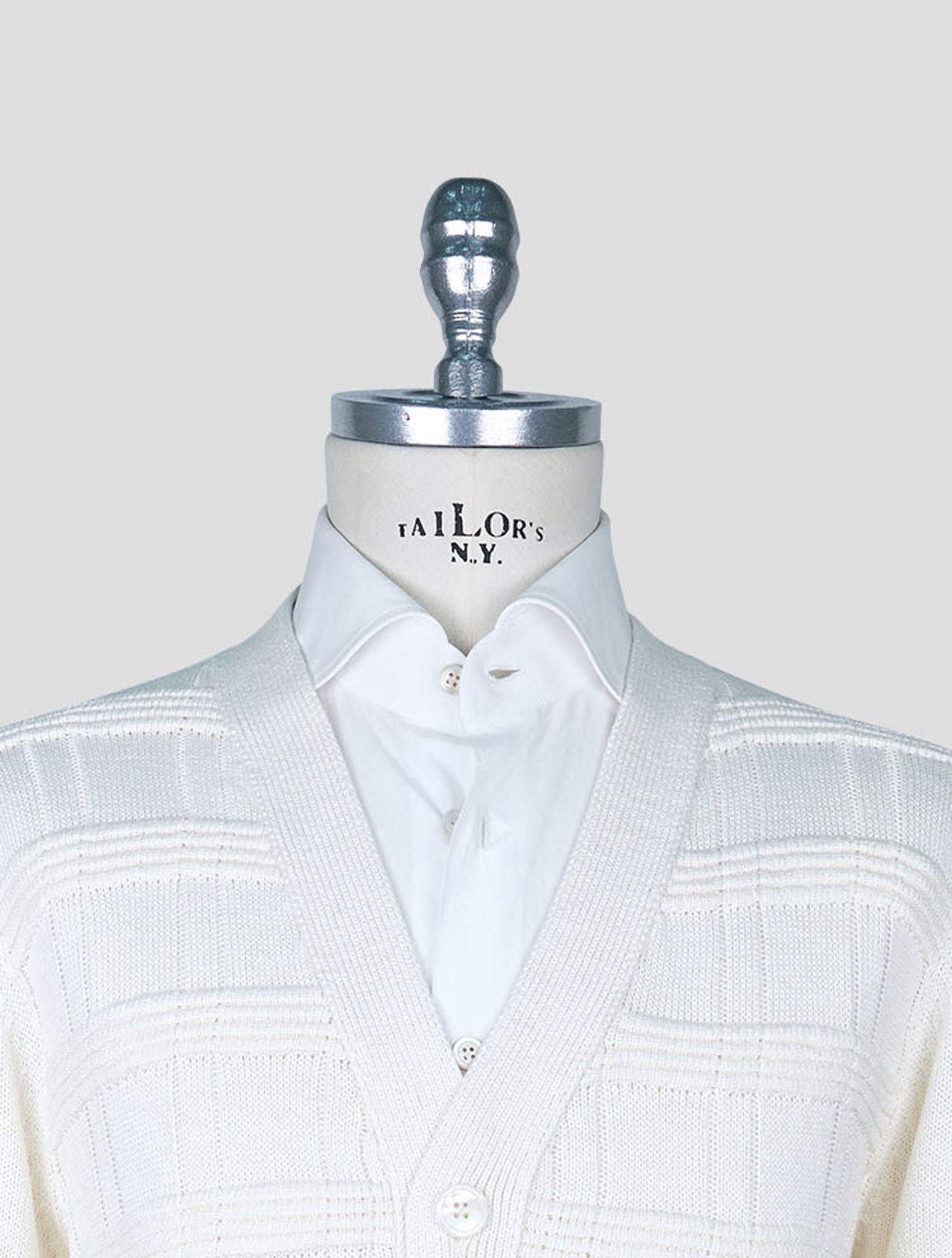 Kiton White Cotton Silk Cardigan