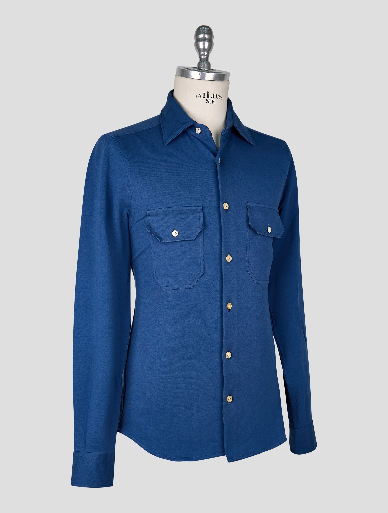 Kiton Blue Cotton Ea Shirt