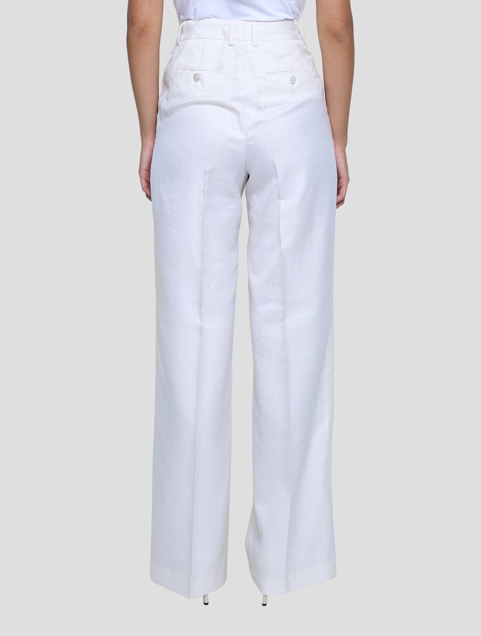 Kiton White Silk Cashmere Linen Pants Women