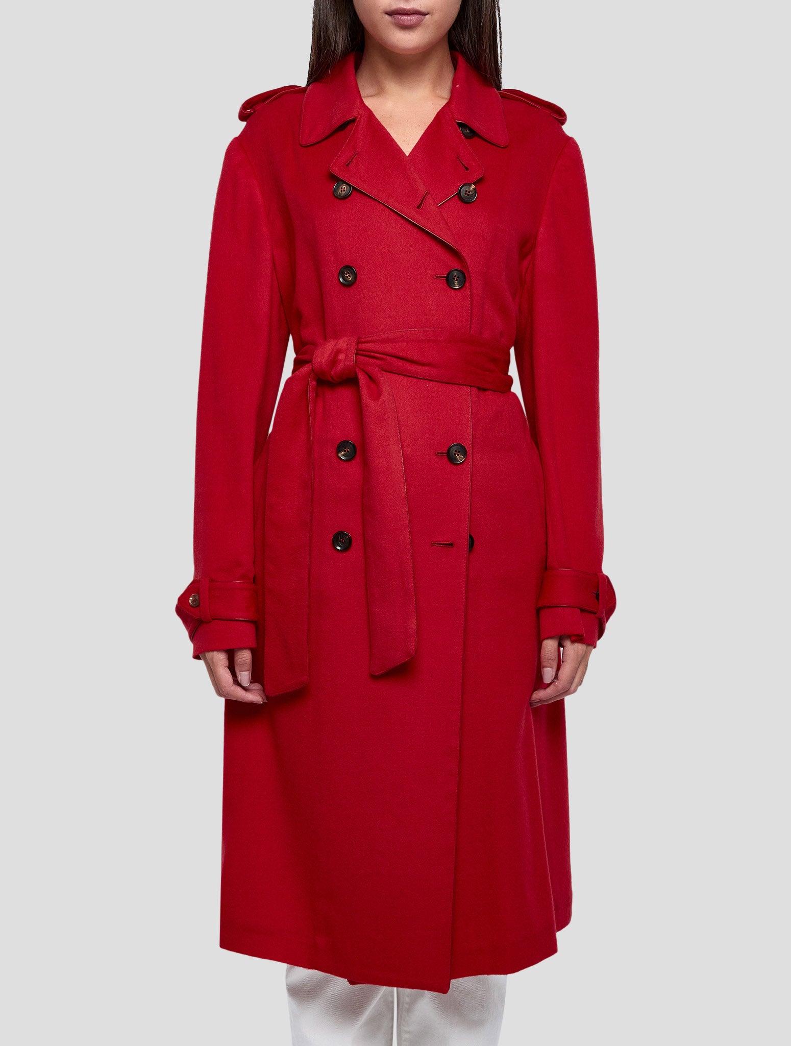 Kiton Red Cashmere Overcoat Women