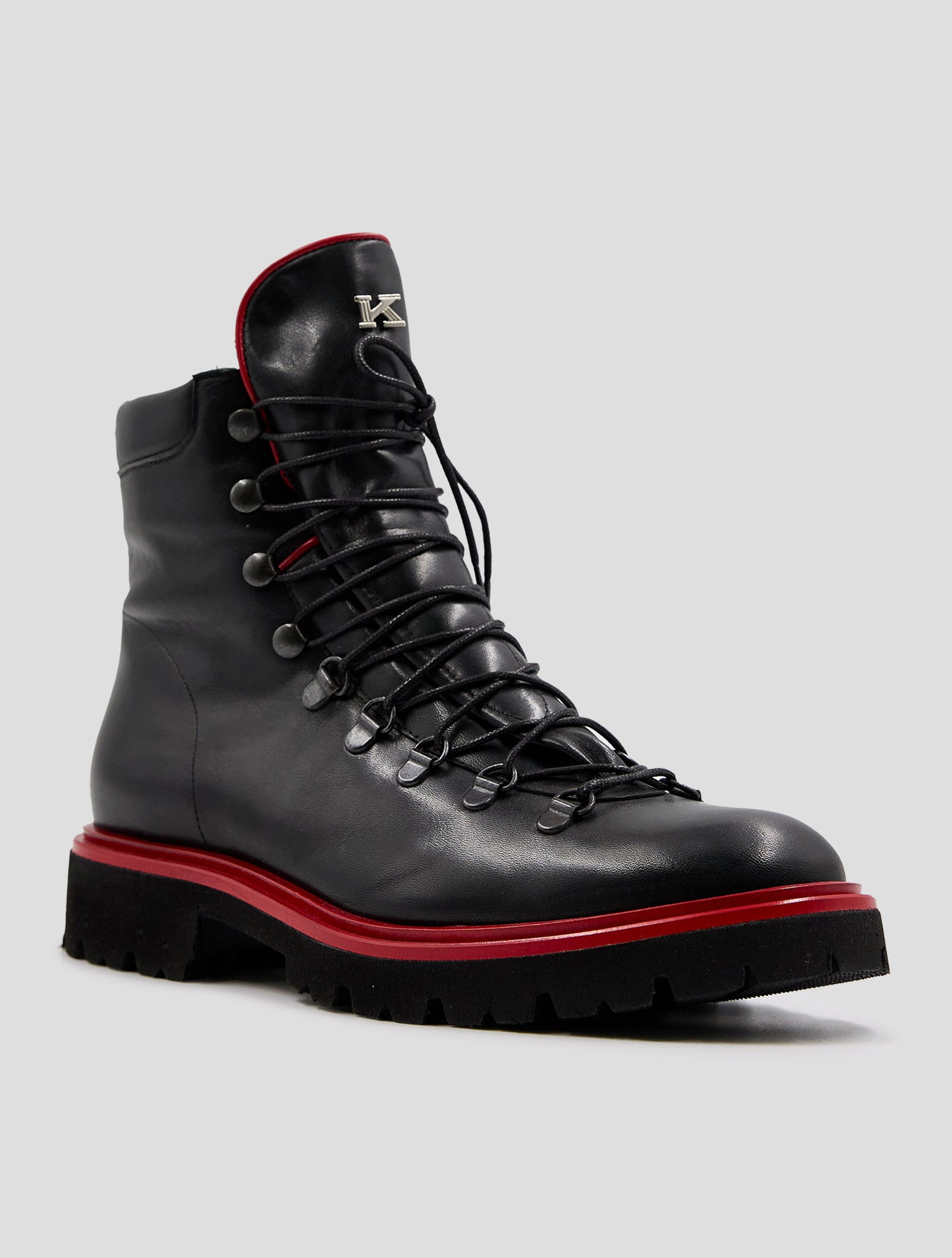 Kiton Black Leather Shearling Boots Women