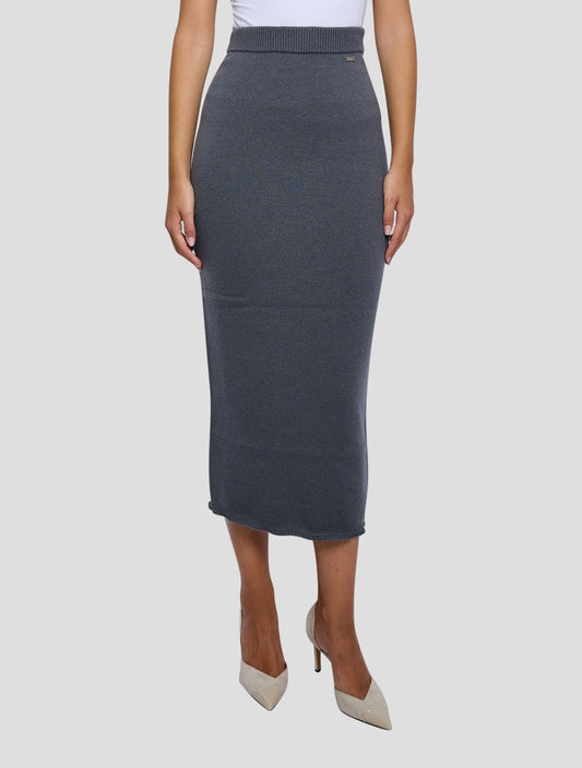 Kiton Gray Cashmere Skirt Women