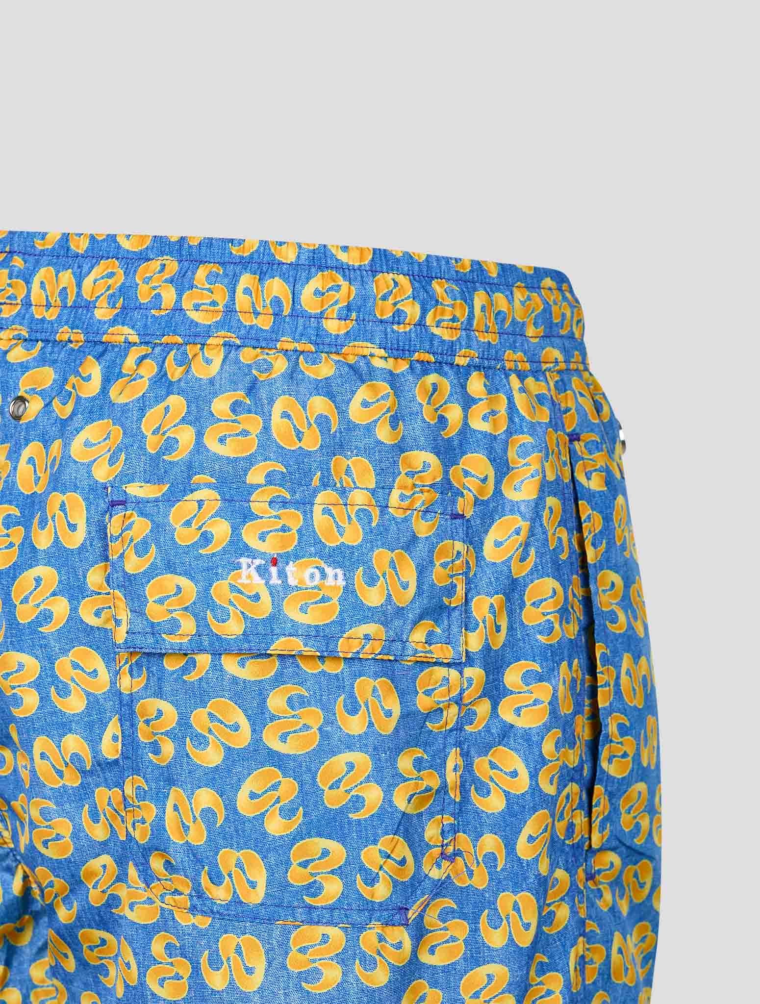 Kiton Light Blue Yellow Pl Swim Trunks
