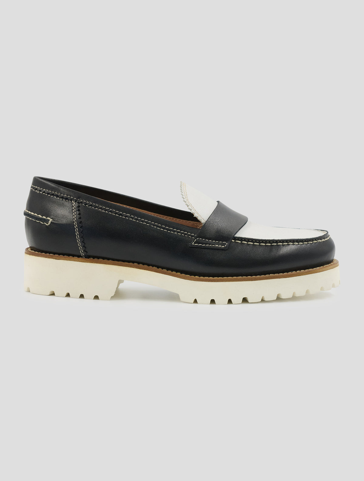 Kiton Black White Leather Loafers