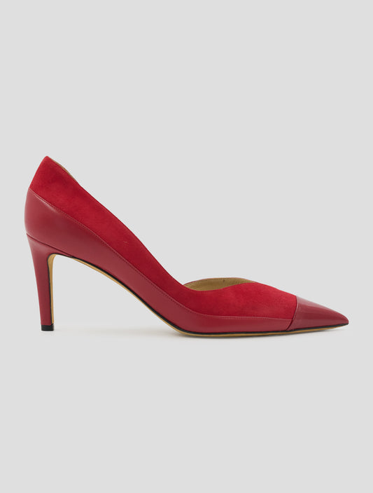 Kiton Red Leather Suede Leather  Decollete
