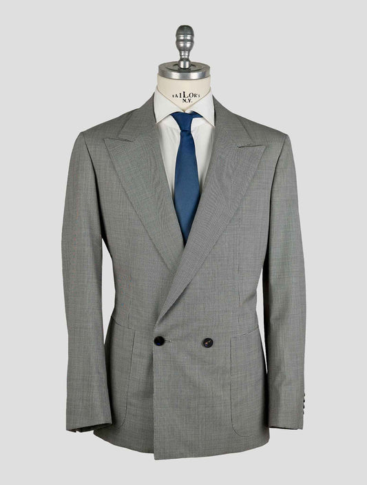 Kiton Knt Gray White Virgin Wool Suit