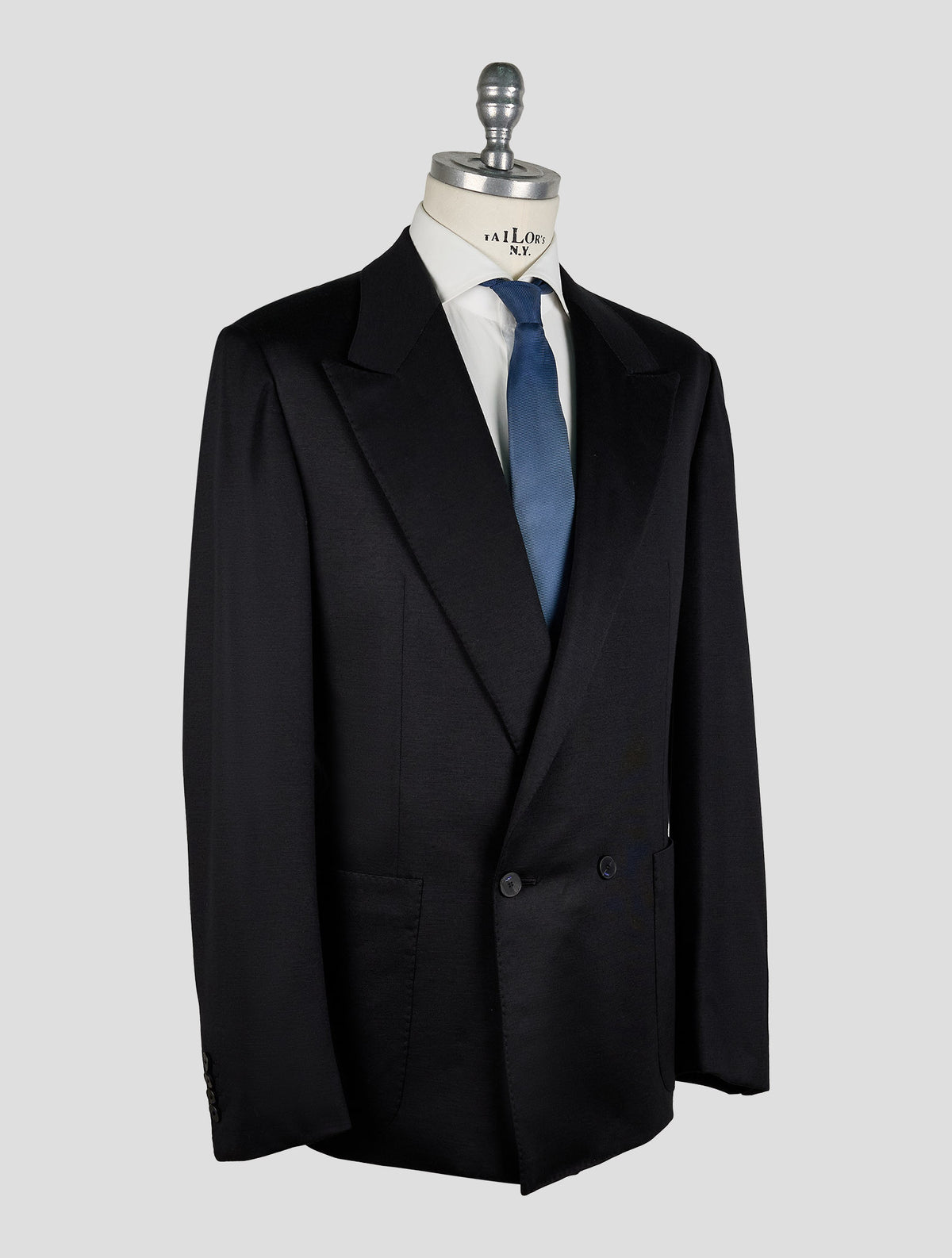 Kiton Knt Black Wool Blazer