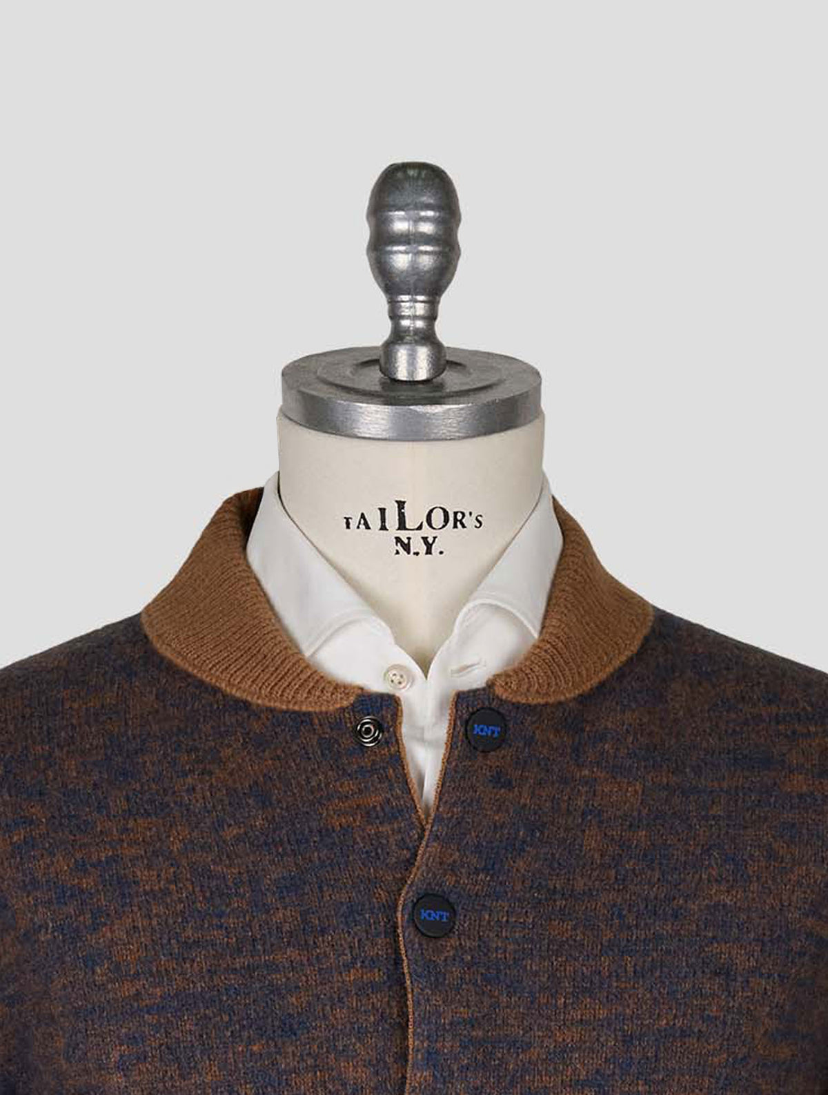 Kiton Knt Brown Blue Virgin Wool Cashmere Coat