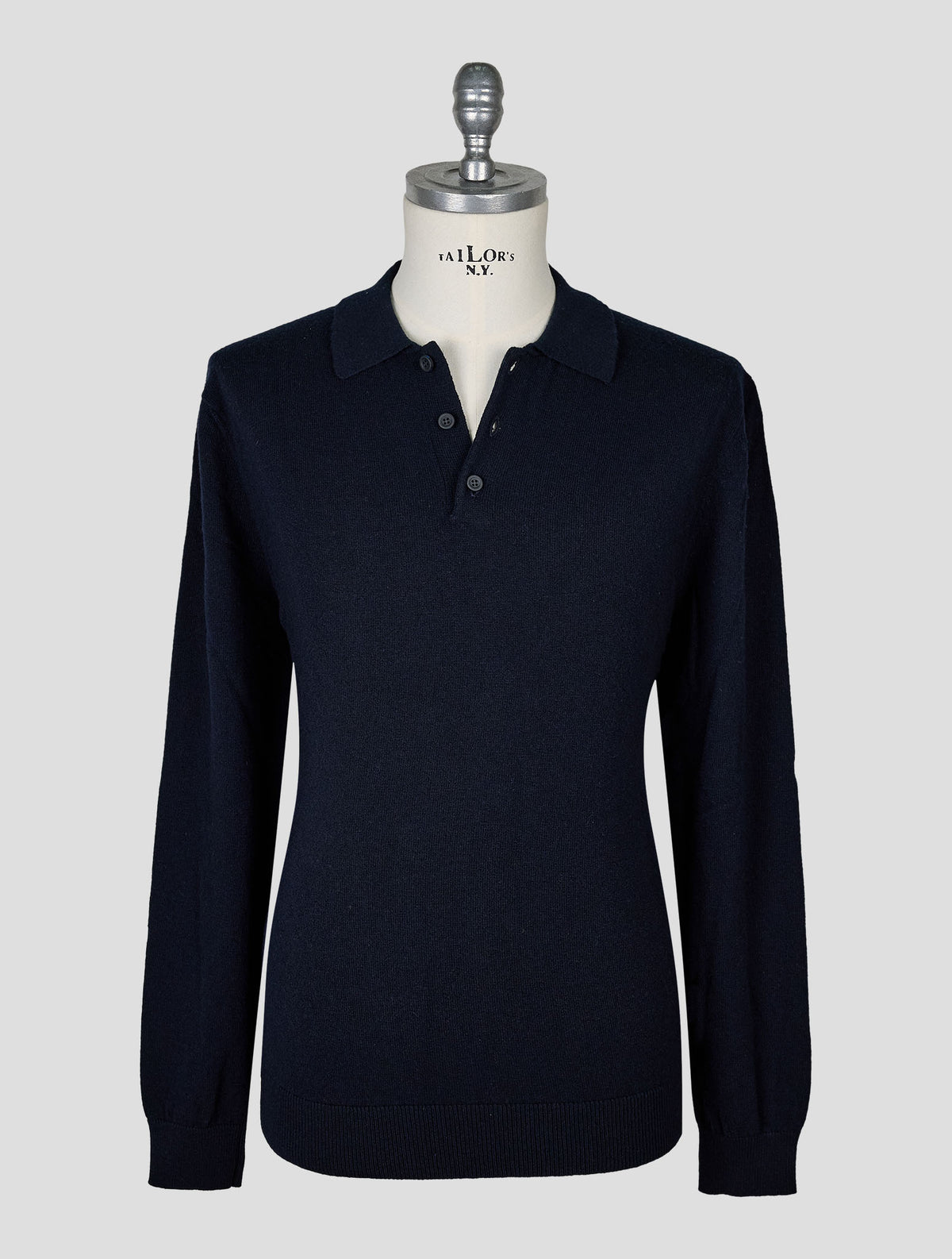 Kiton Knt Blue Navy Virgin Wool Sweater Polo