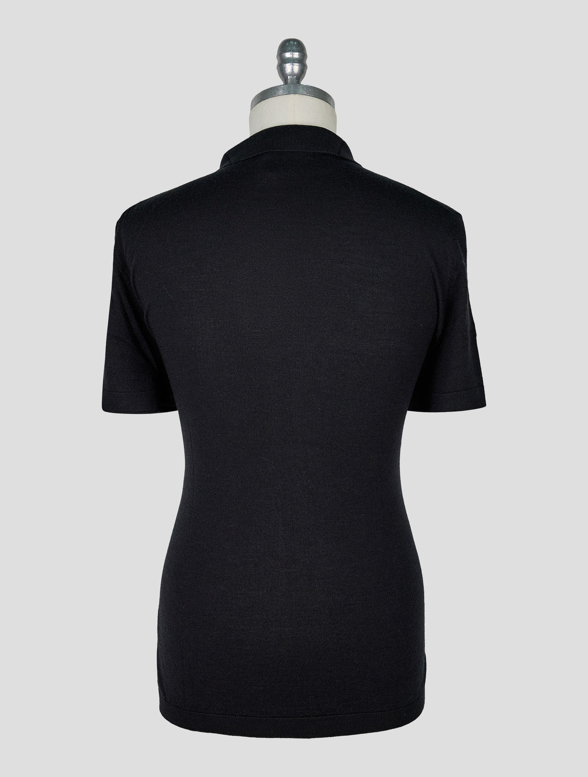 Kiton Knt Black Virgin Wool Silk Polo