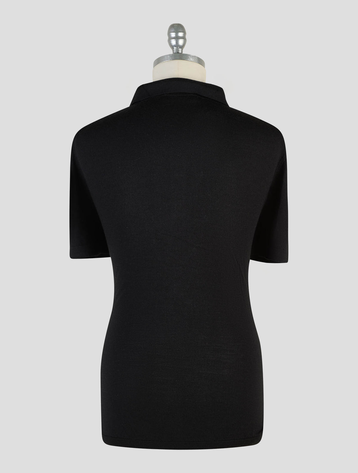 Kiton Knt Black Virgin Wool Silk Polo