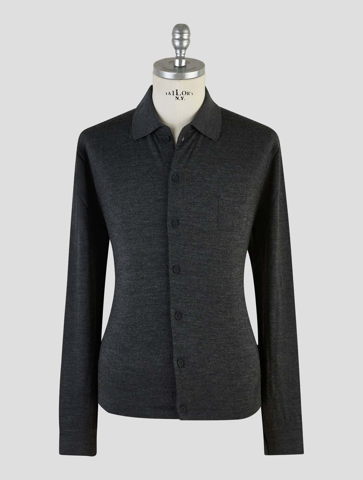 Kiton Knt Dark Gray Virgin Wool Silk Shirt