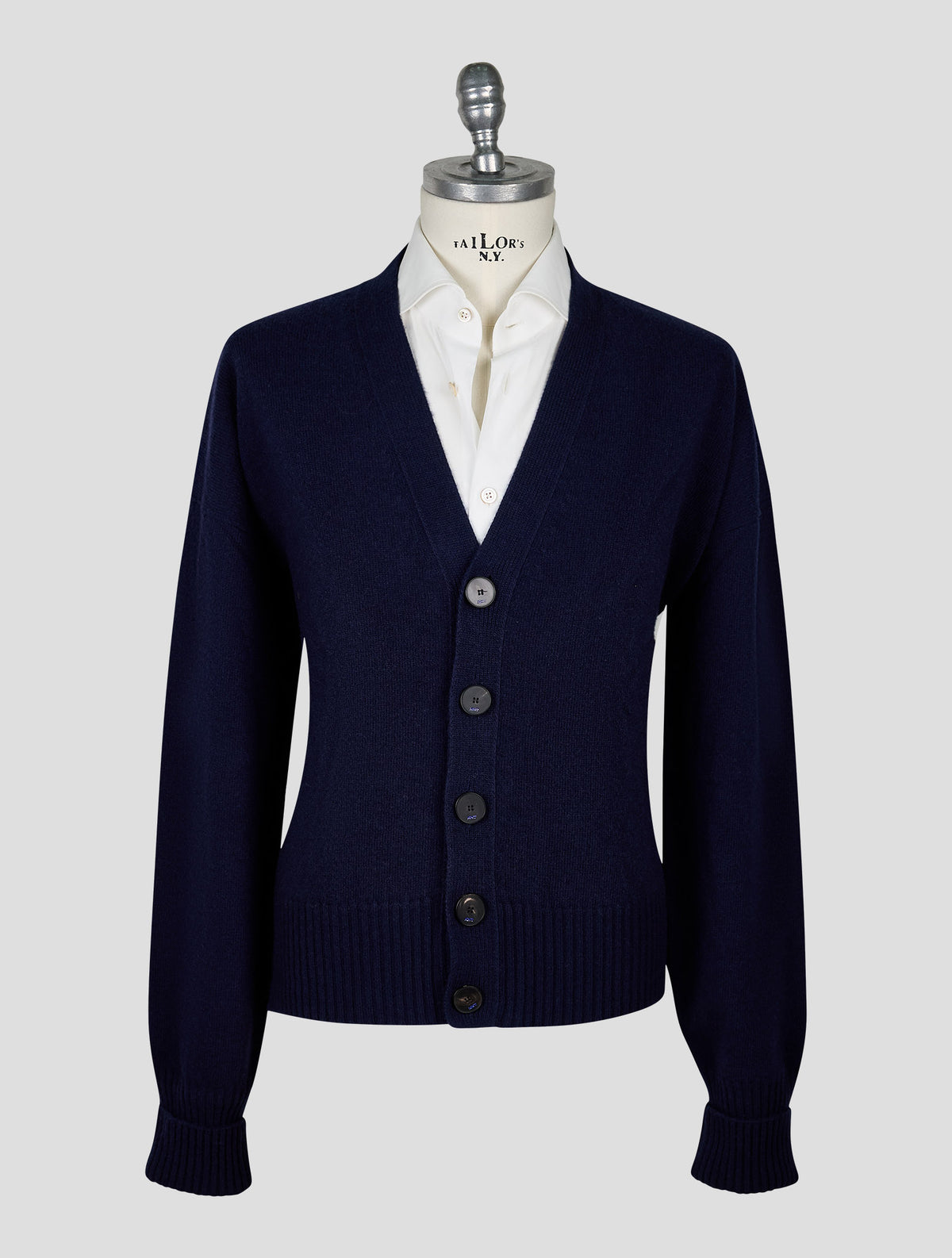 Kiton Knt Dark Blue Virgin Wool Cardigan