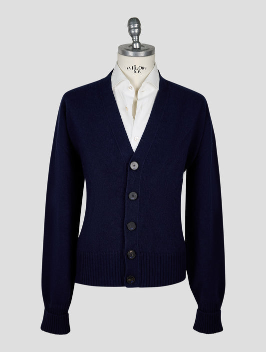 Kiton Knt Dark Blue Virgin Wool Cardigan