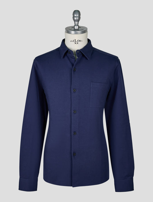 Kiton Knt Blue Navy Cotton Ea Shirt