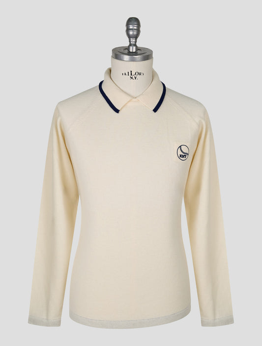 Kiton Knt White Wool Sweater Polo