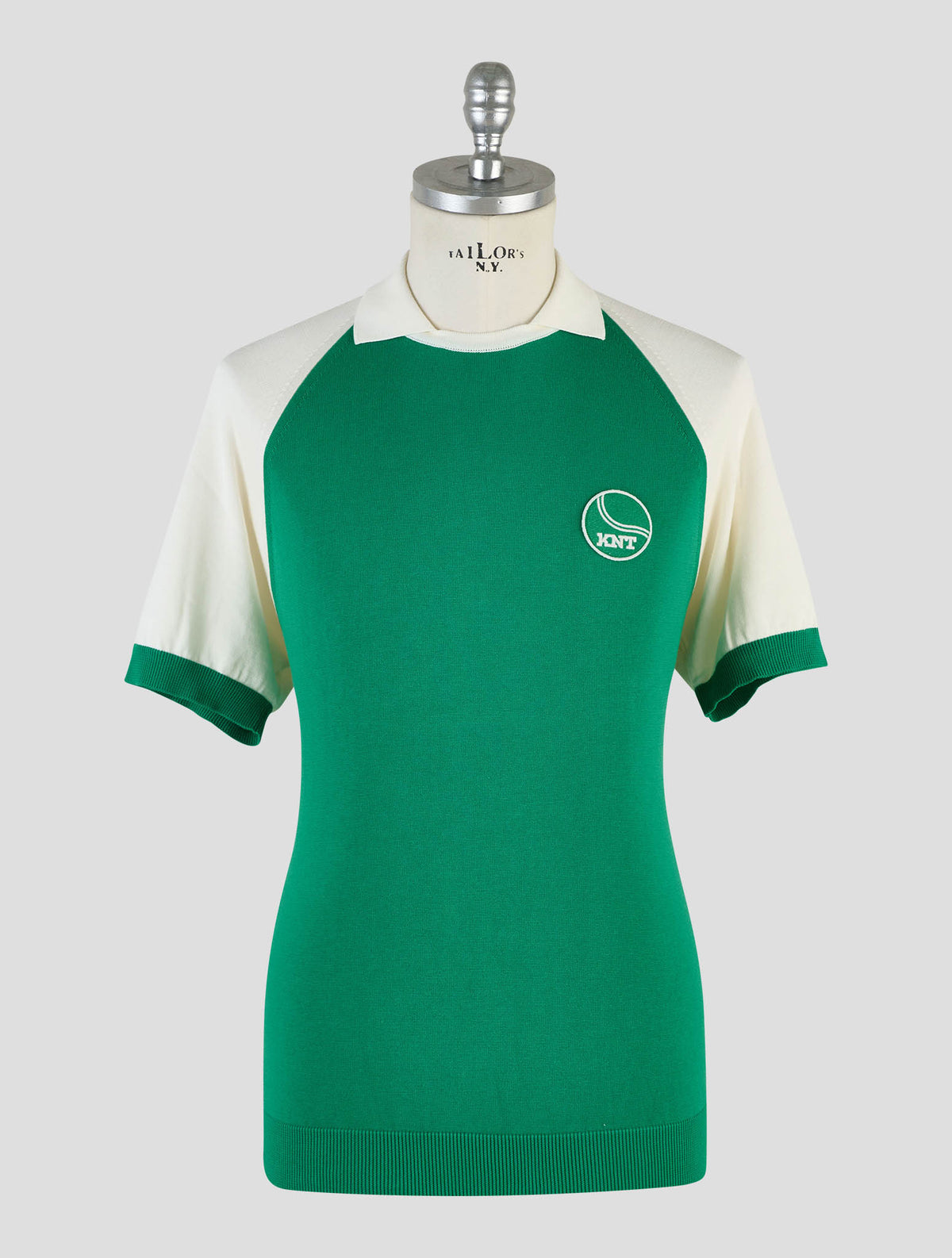Kiton Knt Green White Cotton Polo