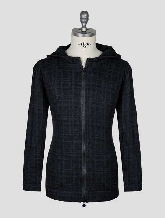 Kiton knt Dark Gray  Cashmere Cotton Sweater Full Zip Hoodie