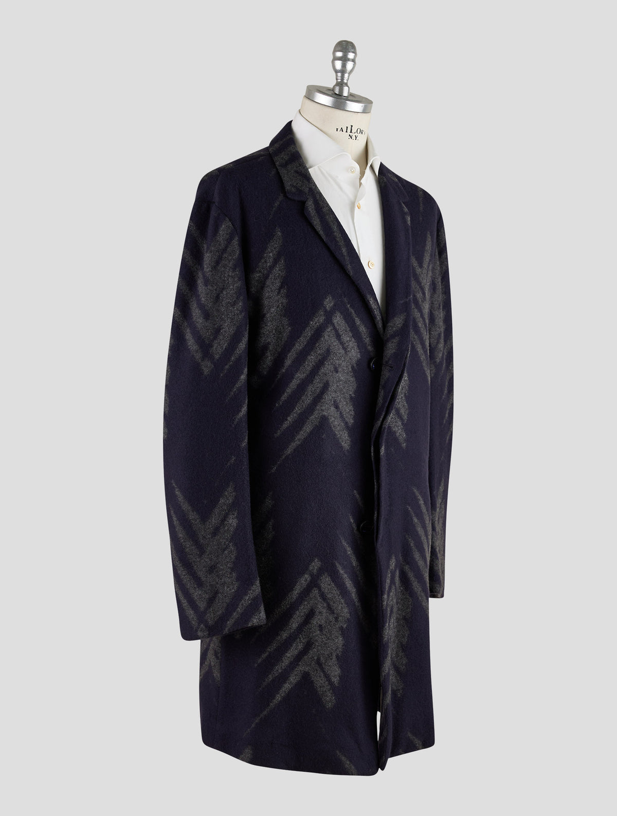 Kiton Knt Gray Blue Cashmere Pa Overcoat